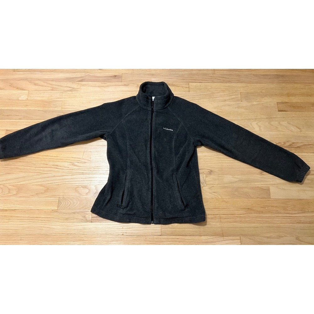Columbia Womens Charcoal Gray Full Zip Fleece Jacket Mock Neck Large 003299AF